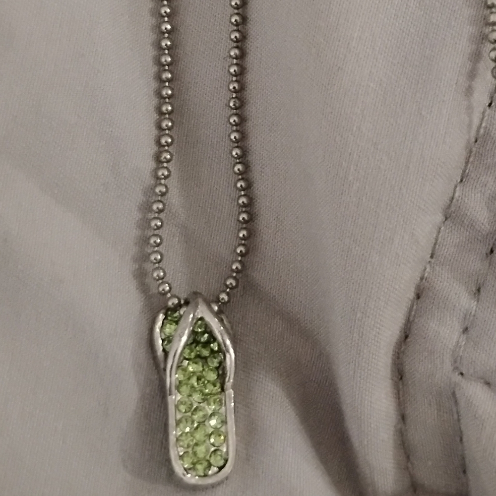 Elegant Silver Necklace Set with Green Accents